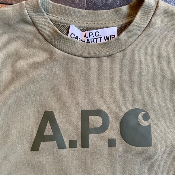 APC x Carhartt W.I.P. Ice H Olive Green Sweatshirt M - Picture 3 of 5